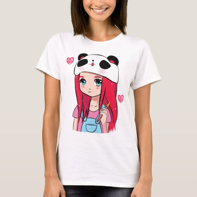 Panda Hugs & Crimson Dreams T-Shirt (Front)