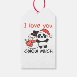 Panda I Love You Snow Much Snowman Pun Gift Tags