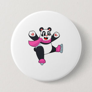 Panda Ice skating Ice skates 3 Inch Round Button