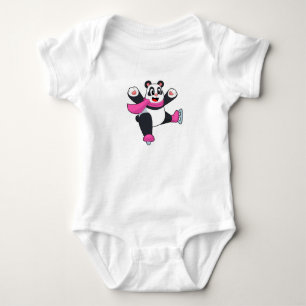 Panda Ice skating Ice skates Baby Bodysuit