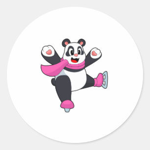 Panda Ice skating Ice skates Classic Round Sticker