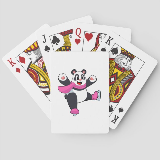 Panda Ice skating Ice skates Playing Cards (Back)
