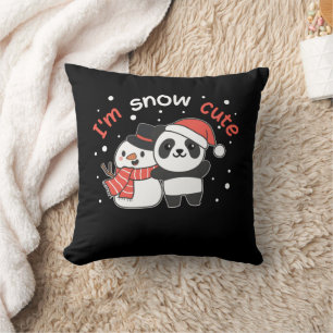 Panda I'm Snow Cute Snowman Snow Pun Throw Pillow