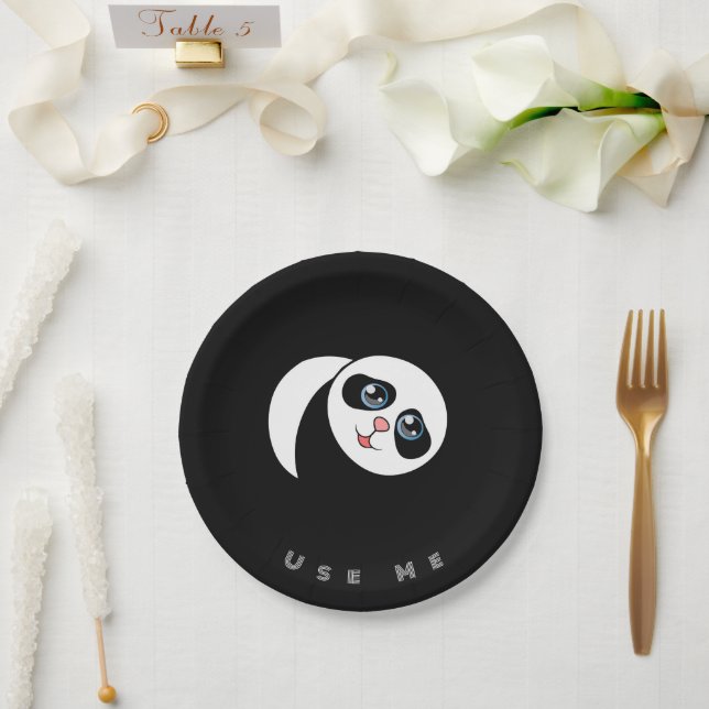 Panda Image Use me Text Printed  Paper & Party  Plate (Wedding)