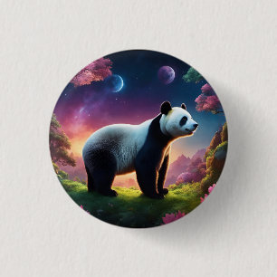 Panda in a Fantasy Garden 1 Inch Round Button