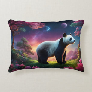 Panda in a Fantasy Garden Accent Pillow