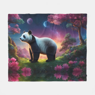 Panda in a Fantasy Garden Fleece Blanket