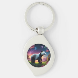 Panda in a Fantasy Garden Keychain