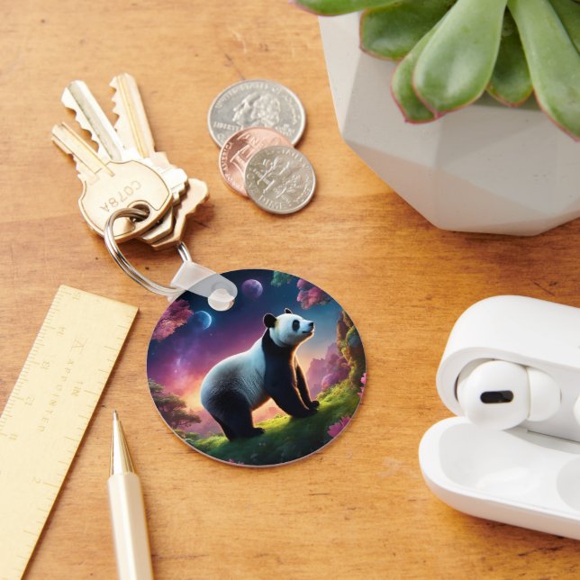 Panda in a Fantasy Garden Keychain (Desk)