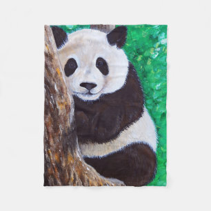 Panda in a Tree Fleece Blanket