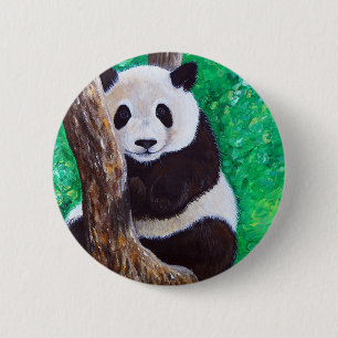 Panda in a Tree Painting 2 Inch Round Button