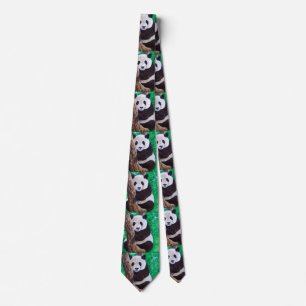 Panda in a Tree Painting Tie
