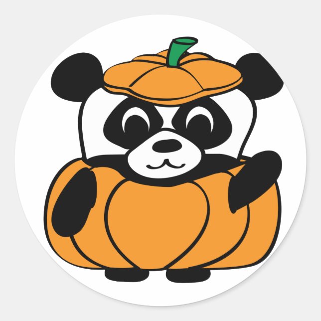 Panda in Cute Pumpkin Costume Classic Round Sticker (Front)