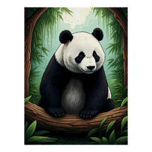 Panda in Lush Greenery Poster