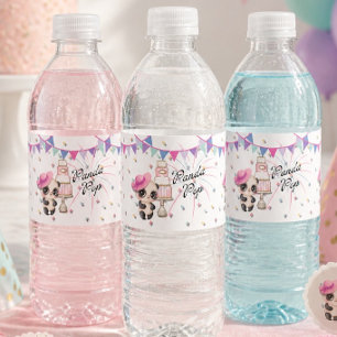 Panda in Pink Hat Panda Pop Water Bottle Labels