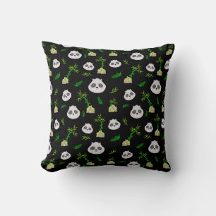 Panda in the bamboo jungle throw pillow