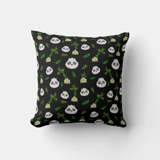 Panda in the bamboo jungle throw pillow (Front)