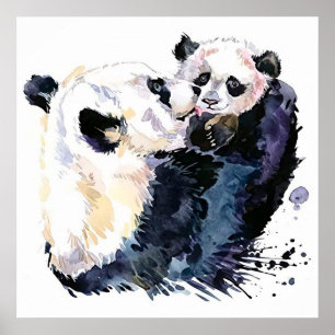 Panda in the Forest   Panda Family Poster