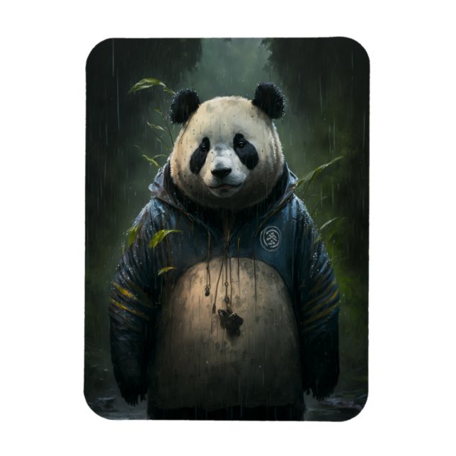 Panda in the Rain Magnet (Vertical)