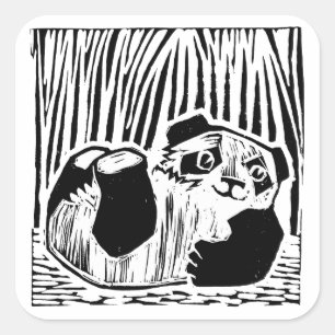 Panda Jouer Stickers Carré, Glossy