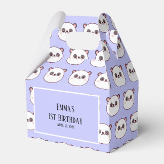 Panda Kawaii 1st Birthday Purple Favor Box