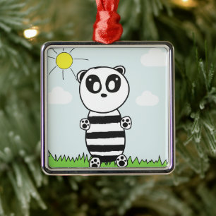 Panda Kids   Metal Ornament