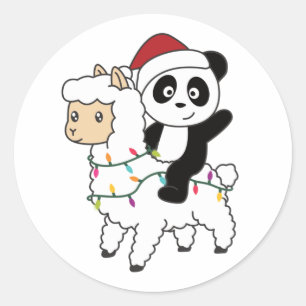 Panda Lama Christmas Snow Winter Animals Classic Round Sticker