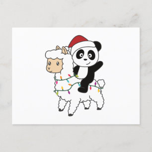 Panda Lama Christmas Snow Winter Animals Postcard