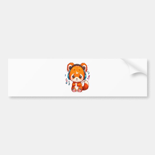 Panda Listening to Kpop Music Bumper Sticker (Front)