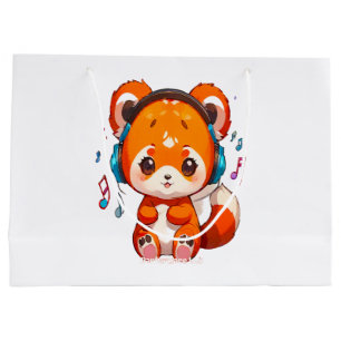 Panda Listening to Kpop Music Large Gift Bag