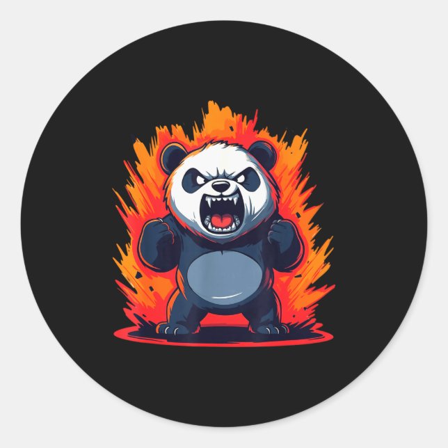 Panda Looking Angry Graphic Funny Panda Kawaii  Classic Round Sticker (Front)