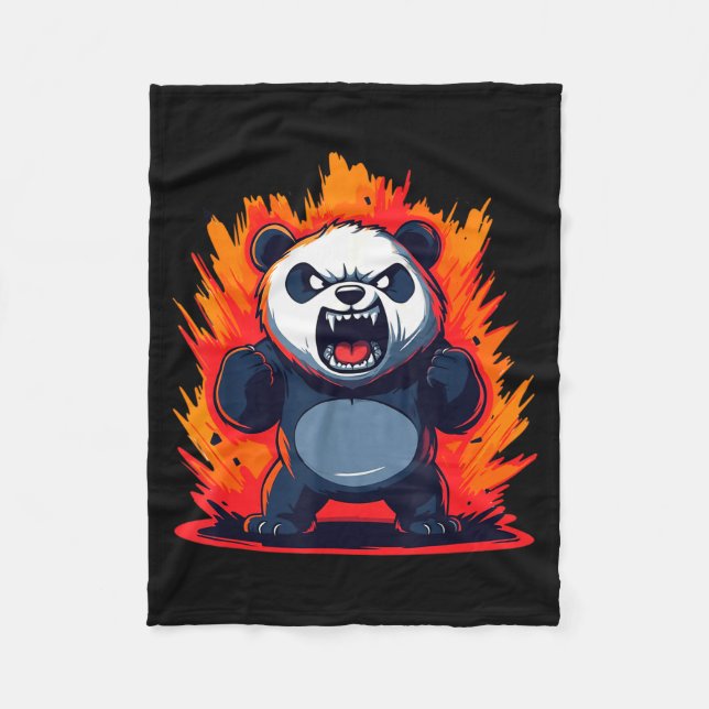 Panda Looking Angry Graphic Funny Panda Kawaii  Fleece Blanket (Front)