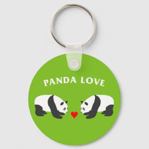 Panda Love (Green) Keychain