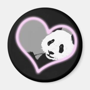 panda love. neon light. magnet