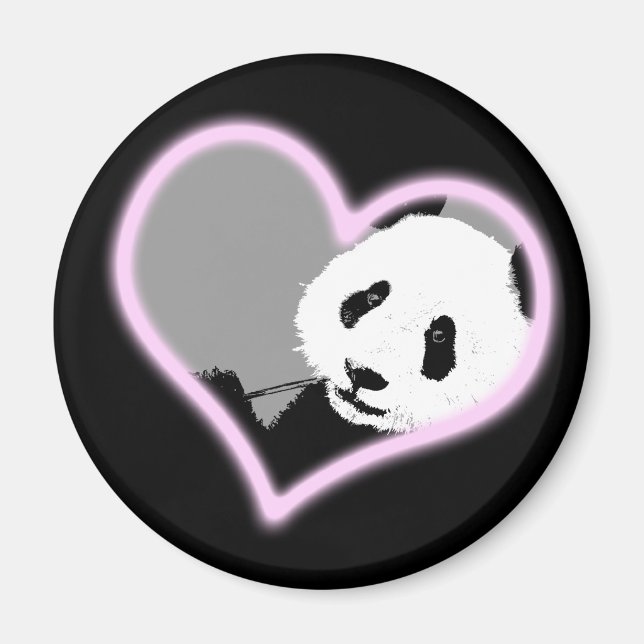 panda love. neon light. magnet (Front)