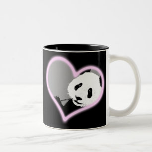panda love.  neon light. Two-Tone coffee mug