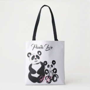Panda Love Personalized Tote Bag
