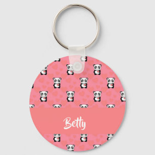 Panda love pink pattern keychain