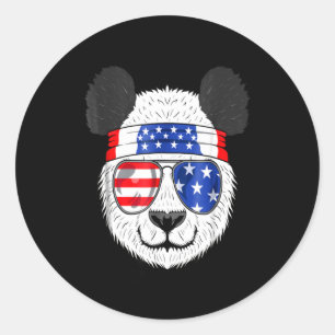 Panda Lover   American Panda Is Wearing Glasses Classic Round Sticker
