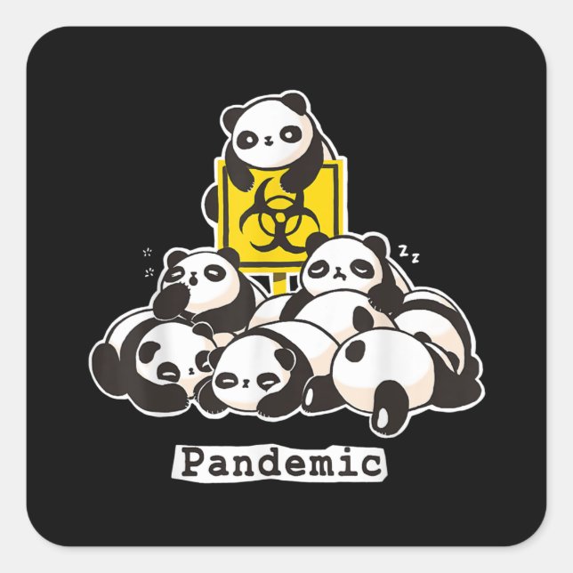 Panda Lovers | Cute Panda Funny Pandemic Square Sticker (Front)