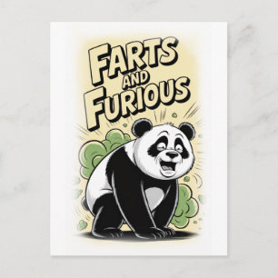 Panda making a Fart on a White Holiday Postcard