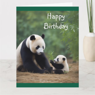 Panda Mama and Baby Birthday Card