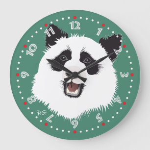 Panda Meeting Large Clock