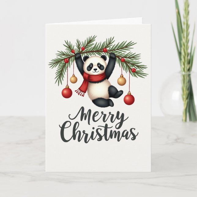 Panda mignonne accroché à partir de la carte de la (Devant)