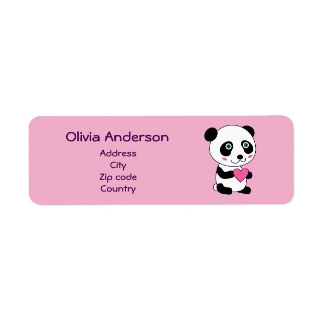 Panda mignonne au coeur rose Personnalisé (Devant)