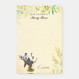 Panda mignonne aux fleurs jaunes Notes post-it