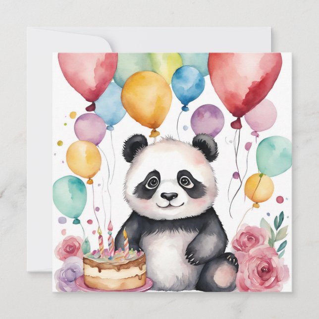 Panda mignonne avec carte ballons (Devant)