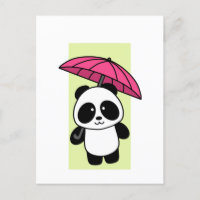 Panda mignonne avec parapluie - Carte postale 1000