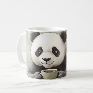 Panda mignonne tenant une Mug, Mug café