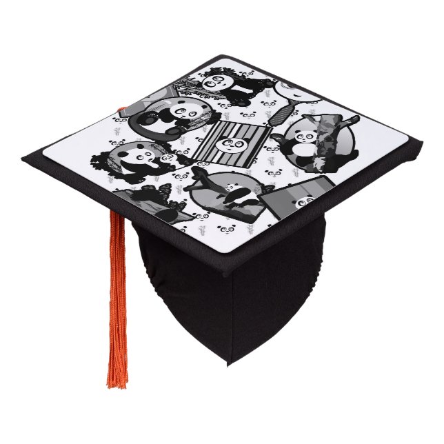 Panda Mix  Graduation Cap Topper (Angled)